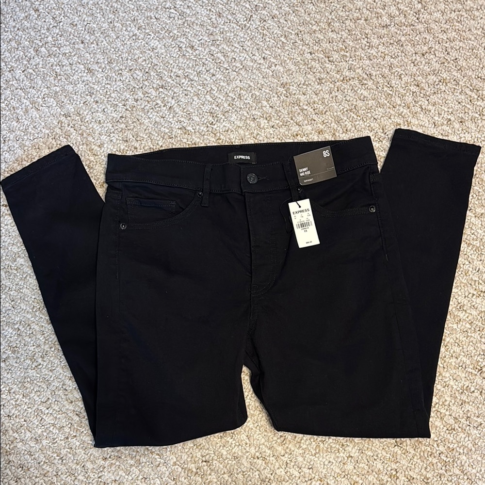 Express Women’s Black Skinny, Mid rise, Supersoft Jeans 8S